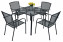 Sitzgruppe aus Metall TOLEDO 1 + 4 (90x90 cm) - schwarz
