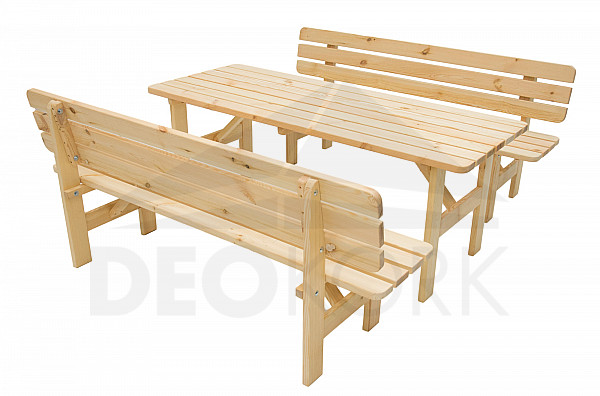 Sitzgruppe aus Kiefernholz 1+2, Holzdicke 30 mm (verschiedene Länge)