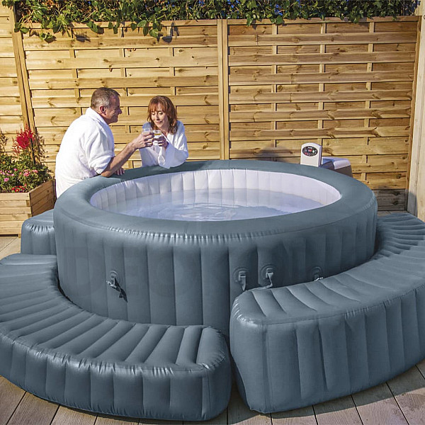 Aufblasbares Möbelset für mobilen Whirlpool rund (Farbe grau)