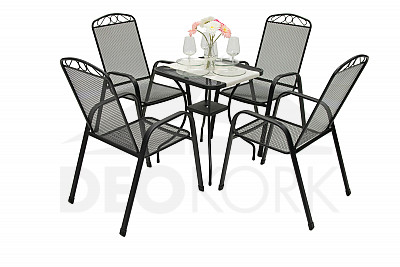 Sitzgruppe aus Metall CALGARY 1+4 (60x60 cm)