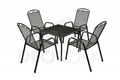 Sitzgruppe aus Metall ALFA 1+4 (70x70 cm)