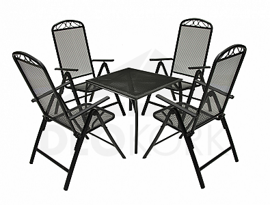 Sitzgruppe aus Metall BETA 1+4 (70x70 cm)