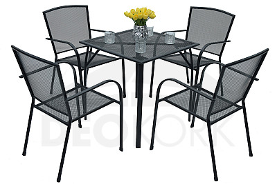 Sitzgruppe aus Metall TOLEDO 1 + 4 (70x70 cm)